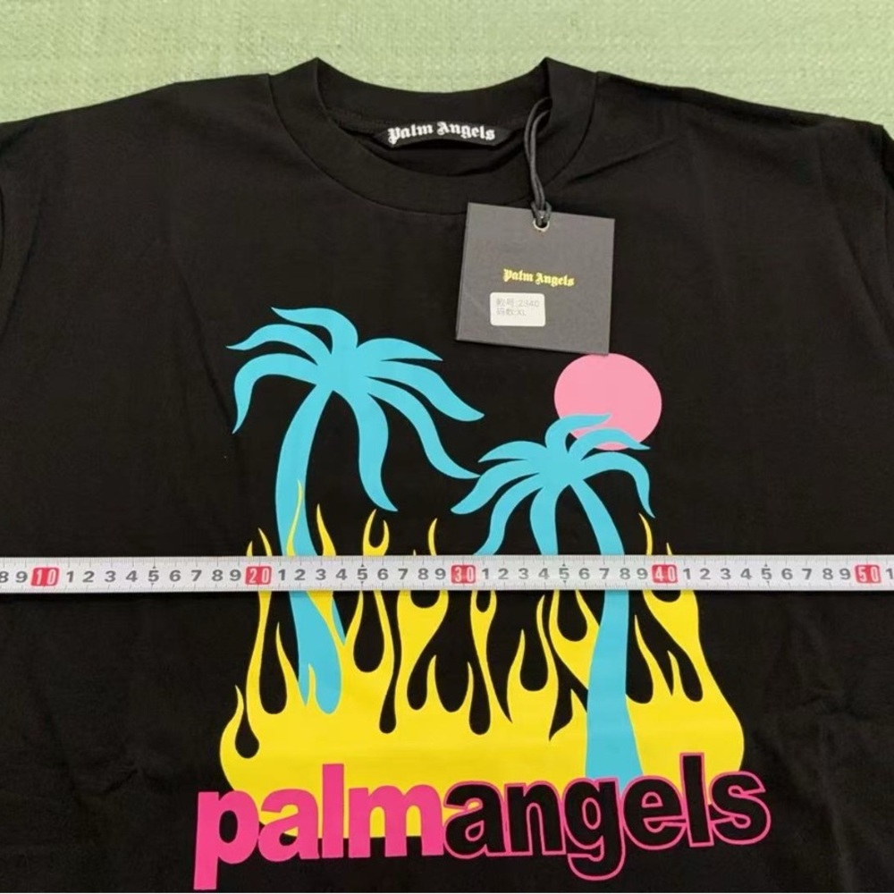 Palm Angels Black and Blue Graphic Tee Short Sleeve